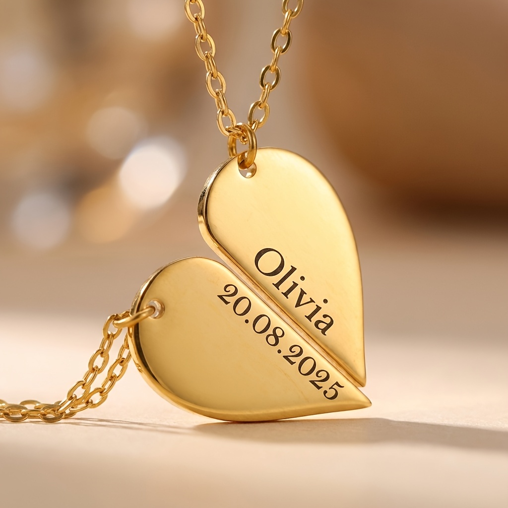 Custom Name Heart Necklace for 2, Mother's Day Gift